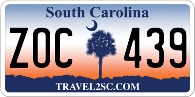 SC license plate ZOC439