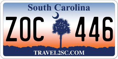SC license plate ZOC446