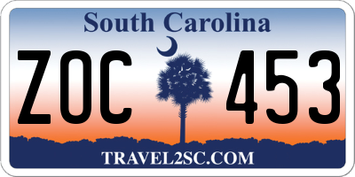 SC license plate ZOC453