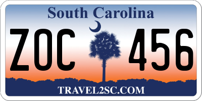 SC license plate ZOC456