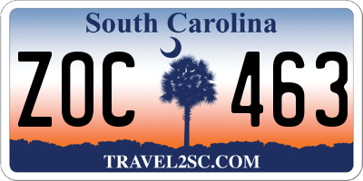 SC license plate ZOC463