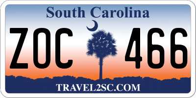 SC license plate ZOC466