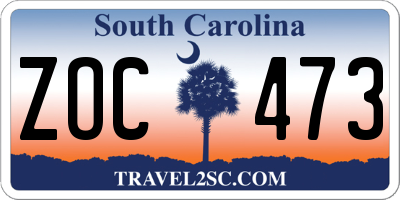 SC license plate ZOC473