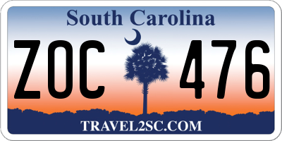 SC license plate ZOC476