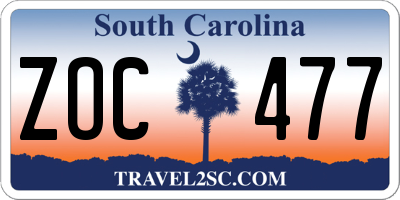SC license plate ZOC477