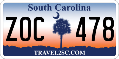 SC license plate ZOC478