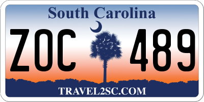 SC license plate ZOC489
