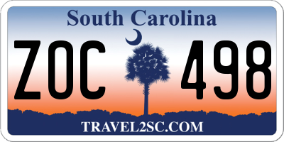 SC license plate ZOC498