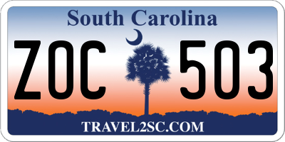 SC license plate ZOC503