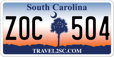 SC license plate ZOC504