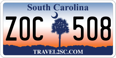 SC license plate ZOC508
