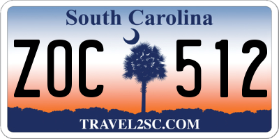 SC license plate ZOC512
