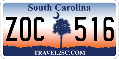 SC license plate ZOC516