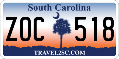SC license plate ZOC518
