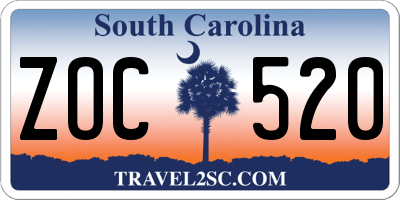SC license plate ZOC520