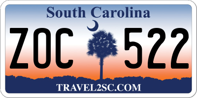 SC license plate ZOC522