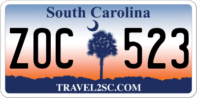SC license plate ZOC523