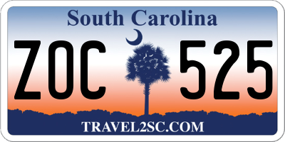 SC license plate ZOC525