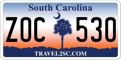SC license plate ZOC530