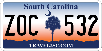 SC license plate ZOC532