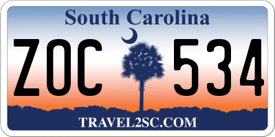 SC license plate ZOC534