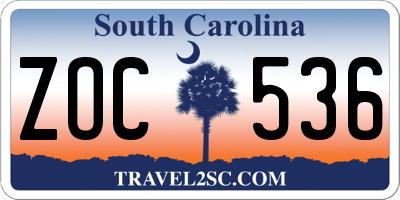 SC license plate ZOC536