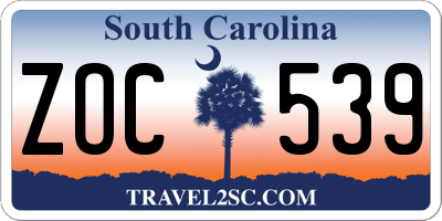 SC license plate ZOC539