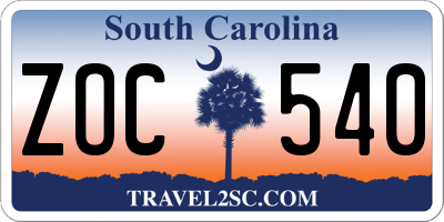 SC license plate ZOC540