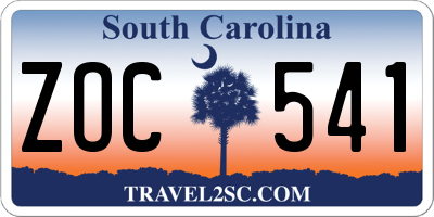 SC license plate ZOC541