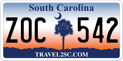 SC license plate ZOC542
