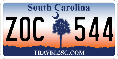 SC license plate ZOC544