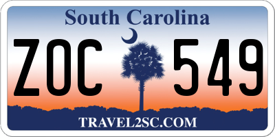 SC license plate ZOC549