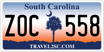 SC license plate ZOC558