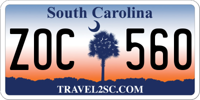 SC license plate ZOC560