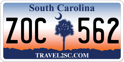 SC license plate ZOC562