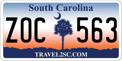 SC license plate ZOC563