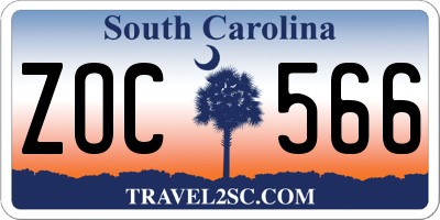 SC license plate ZOC566