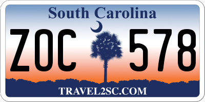 SC license plate ZOC578