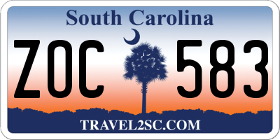 SC license plate ZOC583