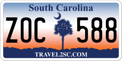 SC license plate ZOC588