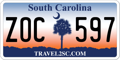 SC license plate ZOC597