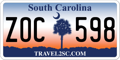 SC license plate ZOC598