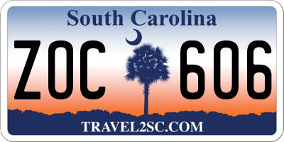 SC license plate ZOC606