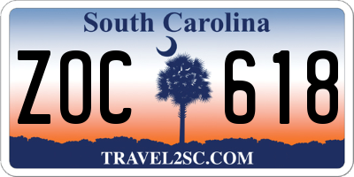 SC license plate ZOC618