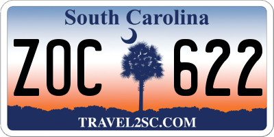 SC license plate ZOC622