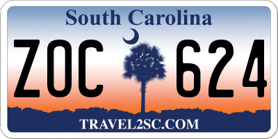 SC license plate ZOC624