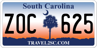 SC license plate ZOC625