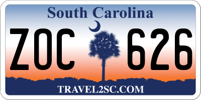 SC license plate ZOC626