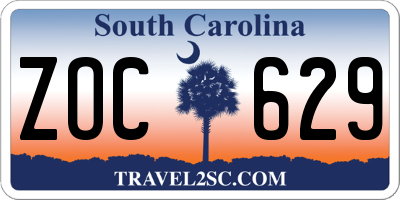 SC license plate ZOC629