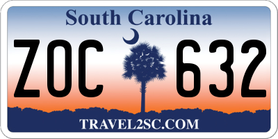 SC license plate ZOC632